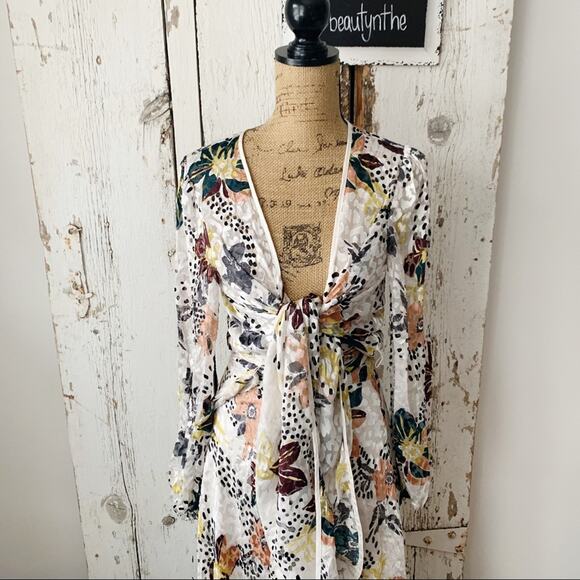 Free people ivory aura leopard floral set NEW - Picture 6 of 8